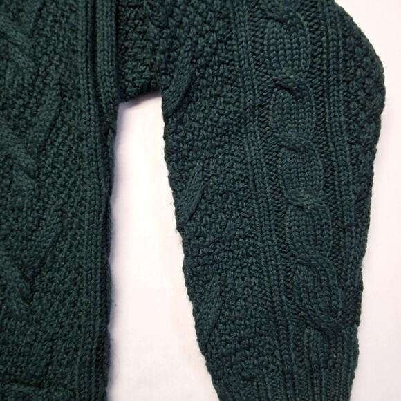 Vintage L.L. Bean Wool Cardigan Cable Knit Green Button Womens Small Sweater - Picture 2 of 12